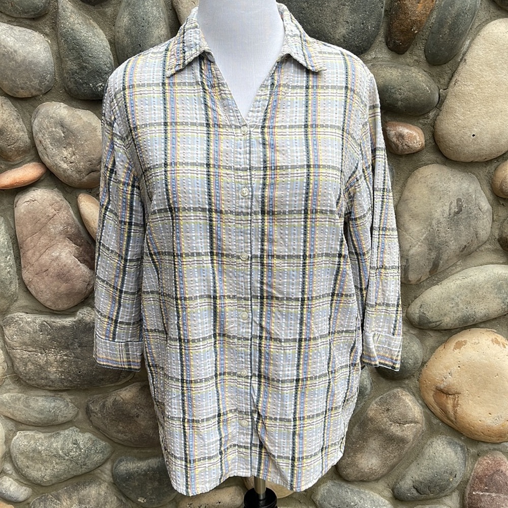 COMPANY ONE Woman 2X Green Plaid Blouse